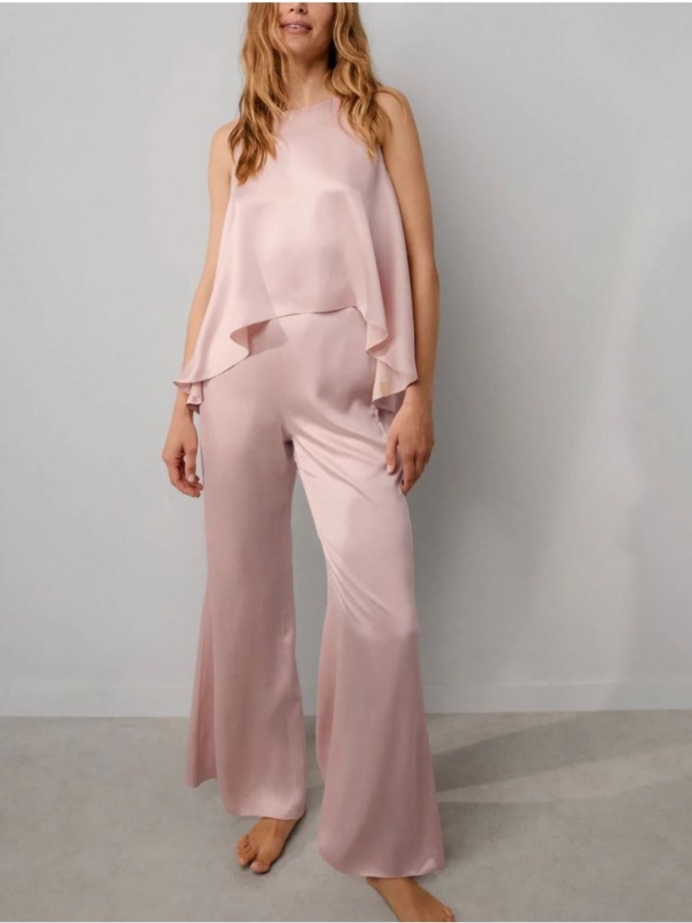 Lunya washable silk back slit pant pajama set